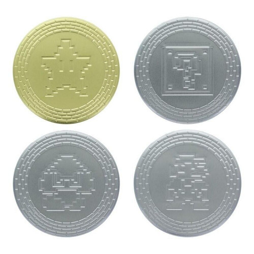 Super Mario Brothers Metal Coasters Star Coin Paladone 98956