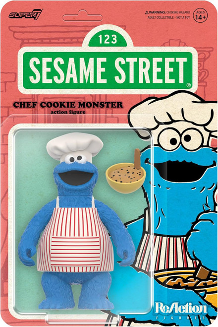 Reaction Sesame Street Chef Cookie Monster toy figure Super7 99513