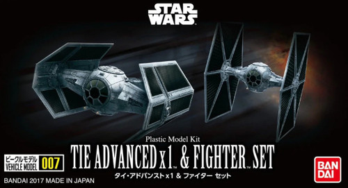 Star Wars Tie Advanced x1 & Tie Fighter Set Palm Scale Model Kit Bandai 41106 Star Wars Tie Advanced x1 & Tie Fighter Set Palm Scale Model Kit Bandai 41106