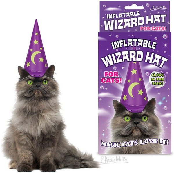 Archie McPheee Inflatable Wizard Cat Hat 25849