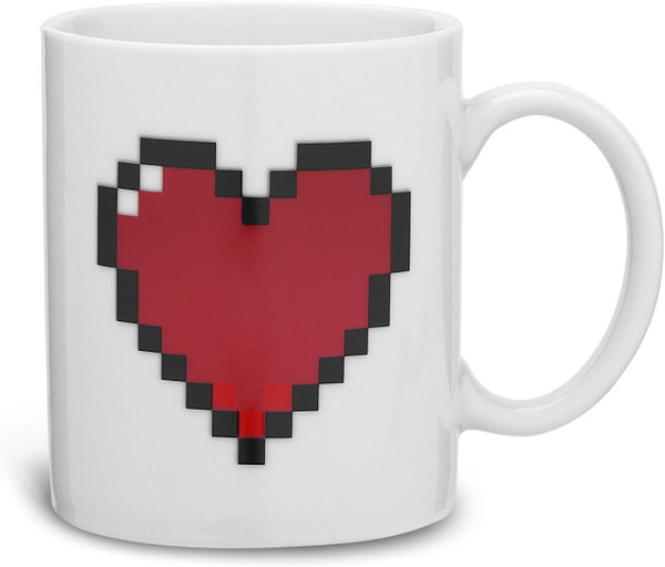 Pixel Heart Morph Mug Gift Item Kikkerland 55278