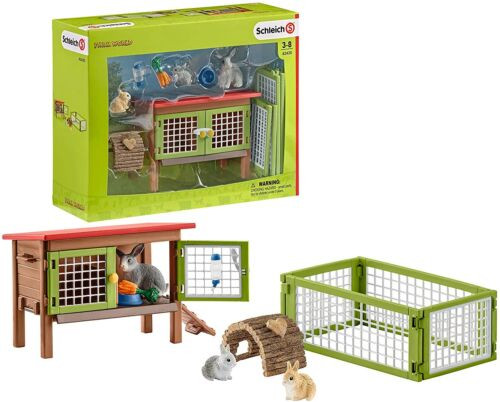 Farm World 42420 Rabbit Hutch and Bunny Playpen Toy Play Set Schleich 72734