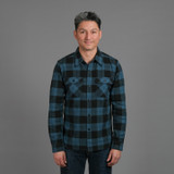 The Flat Head Block Check Work Shirt Flannel - Blue/Black