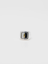 Good Art Flipity Dipity W/22k Shazam on a Sterling Silver Tile W/Goosebumps Obverse Ring - Medium