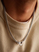 Good Art Sterling Silver Curb Chain Necklace - AA - White Diamonds