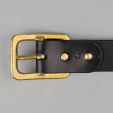 Iron Heart Heavy Duty "Tochigi" Leather Belt - Brass Garrison Buckle - Black