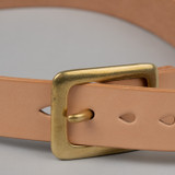 Iron Heart Heavy Duty "Tochigi" Leather Belt - Brass Garrison Buckle - Natural