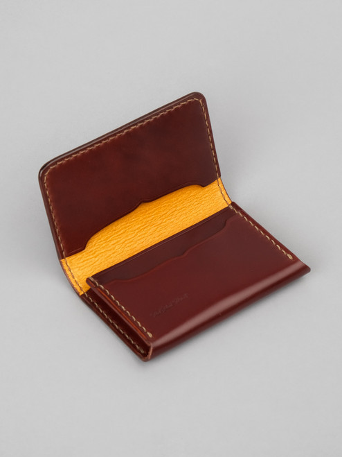 The Flat Head Handsewn Small Cordovan Card Case - Cognac