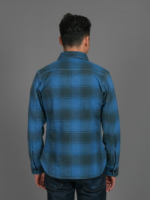 Studio D'Artisan Indigo Check Flannel Shirt