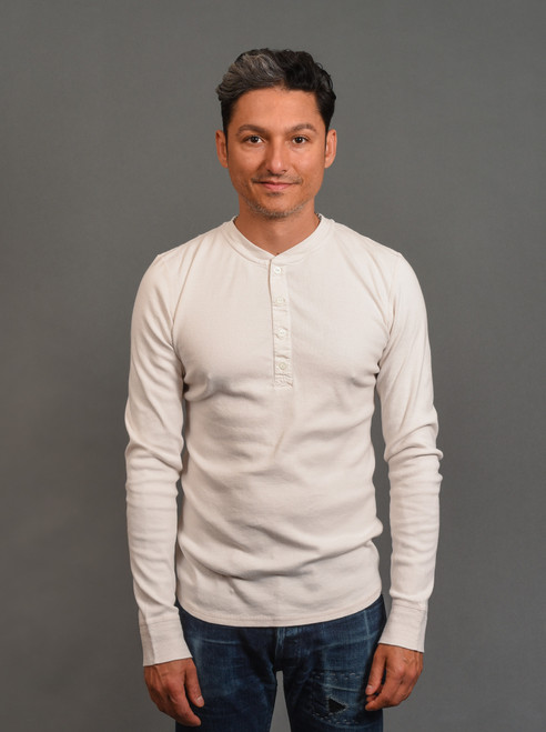 Berry On The Drums - Tubular Long Sleeve Henley - Off White