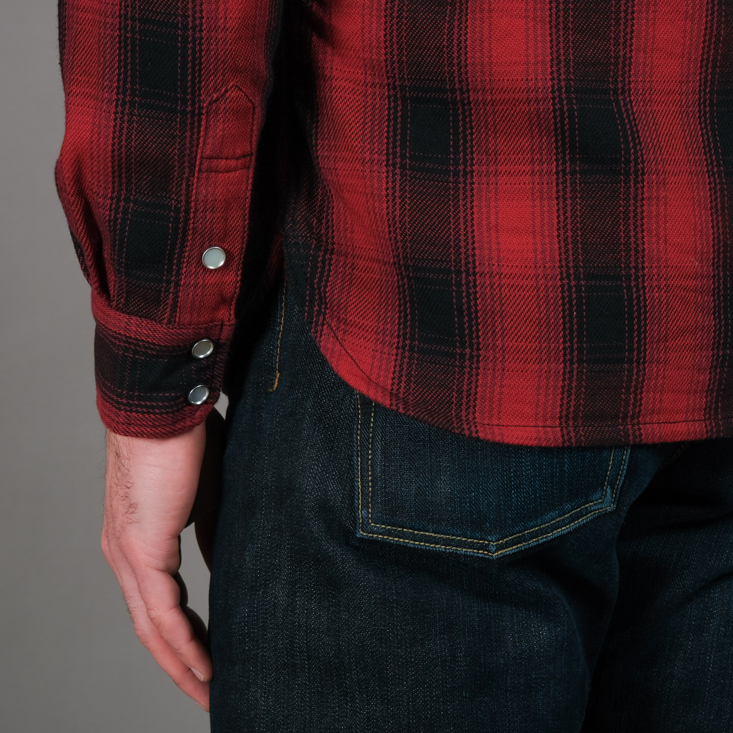 Ombré Check Western Flannel Red/Black- TFH | Rivet & Hide