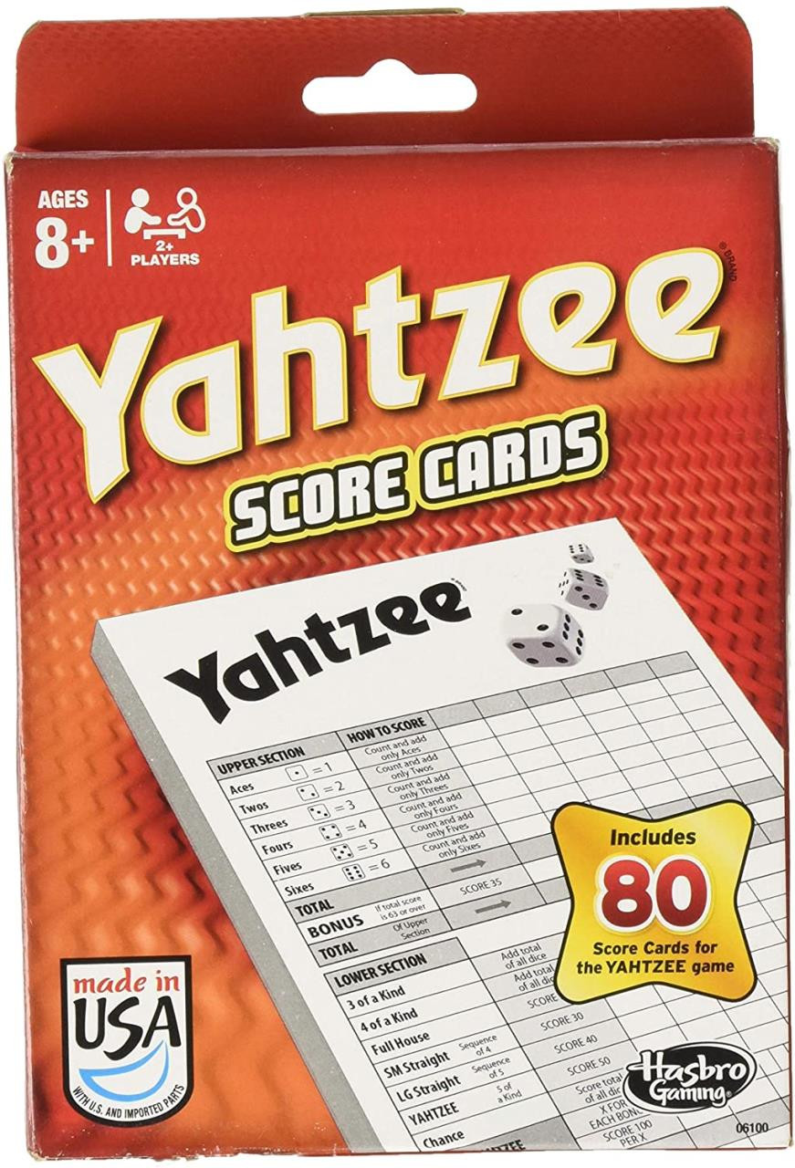 Hasbro, Inc. 80-Sheet Yahtzee Score Cards - Yeager's Sporting Goods