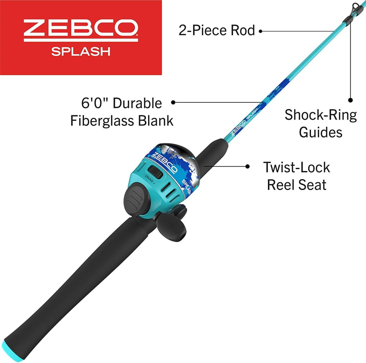 Zebco Splash Blue 602M Sc Combo - Mel's Outdoors