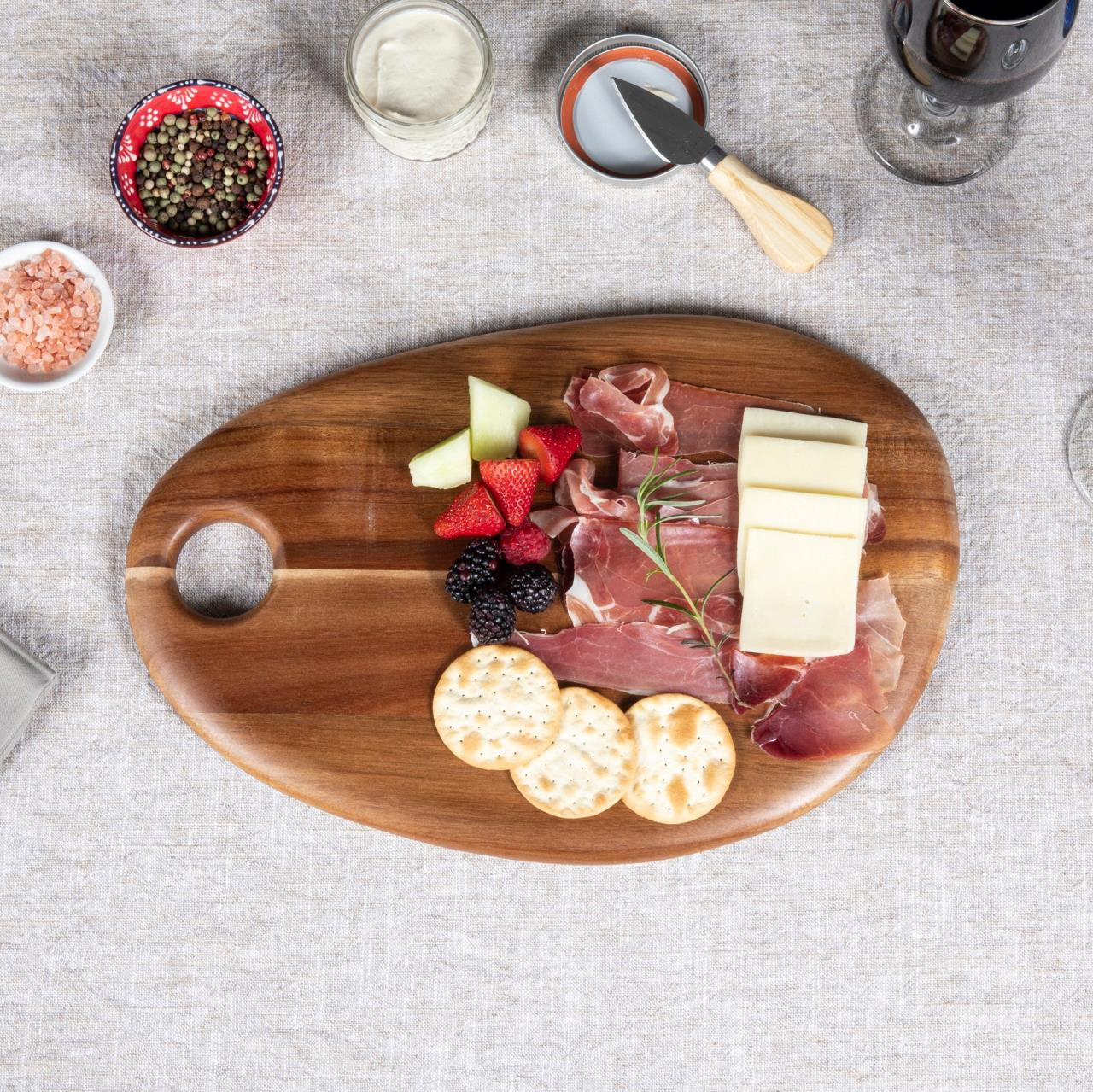 Picnic Time Pebble Shaped Acacia Cutting & Serving Board - Thumbnail 3