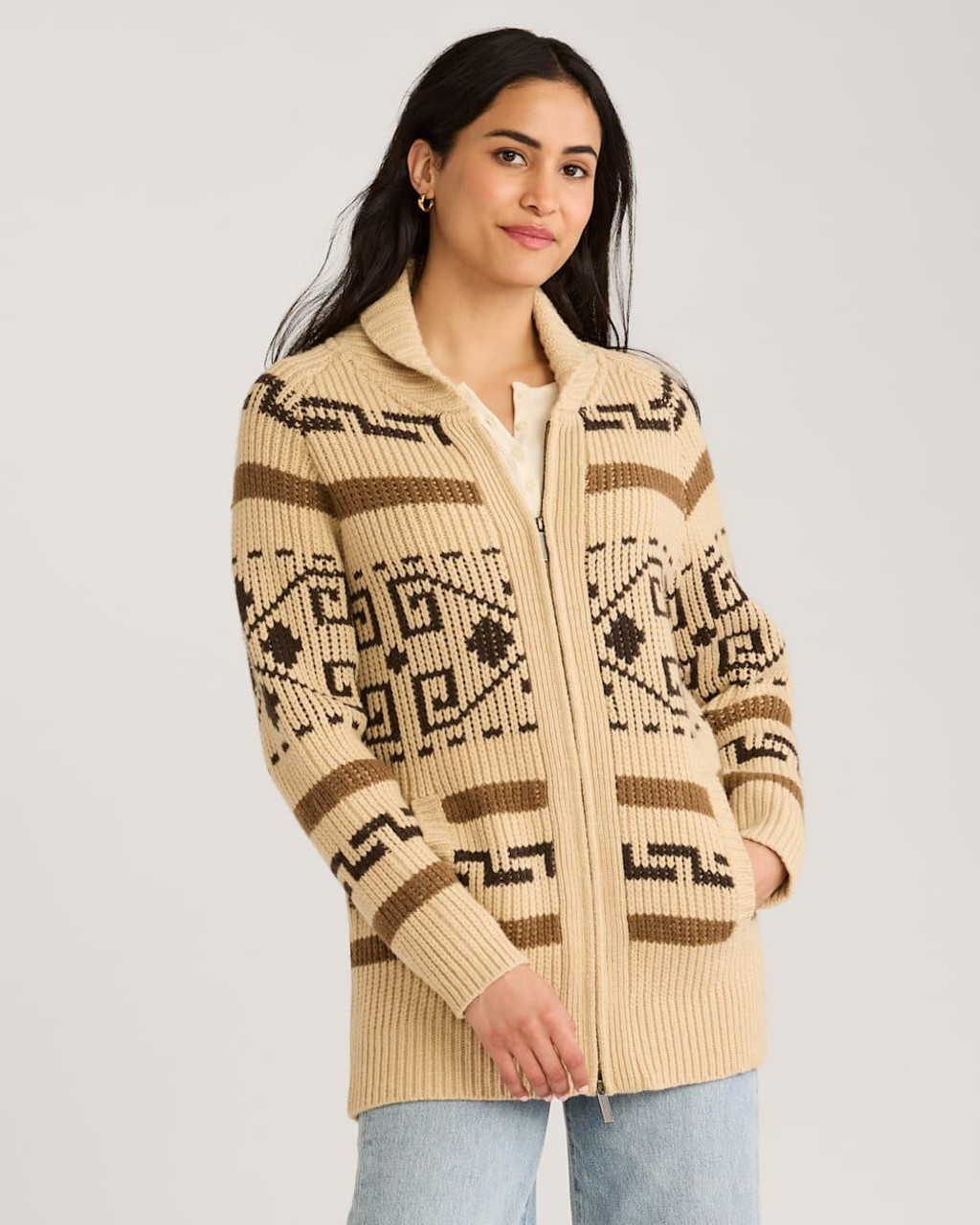 トップス PENDLETON NATIVE PATTERN CARDIGAN Shop Women's Lambswool Mixed Graphic Cardigan for Unique