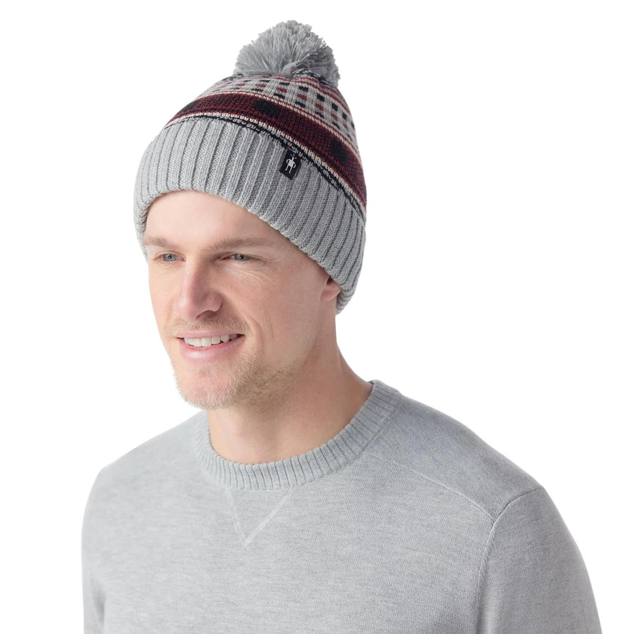 Smartwool Fairisle Fleece Lined Beanie - Light Gray Heather  display picture 3