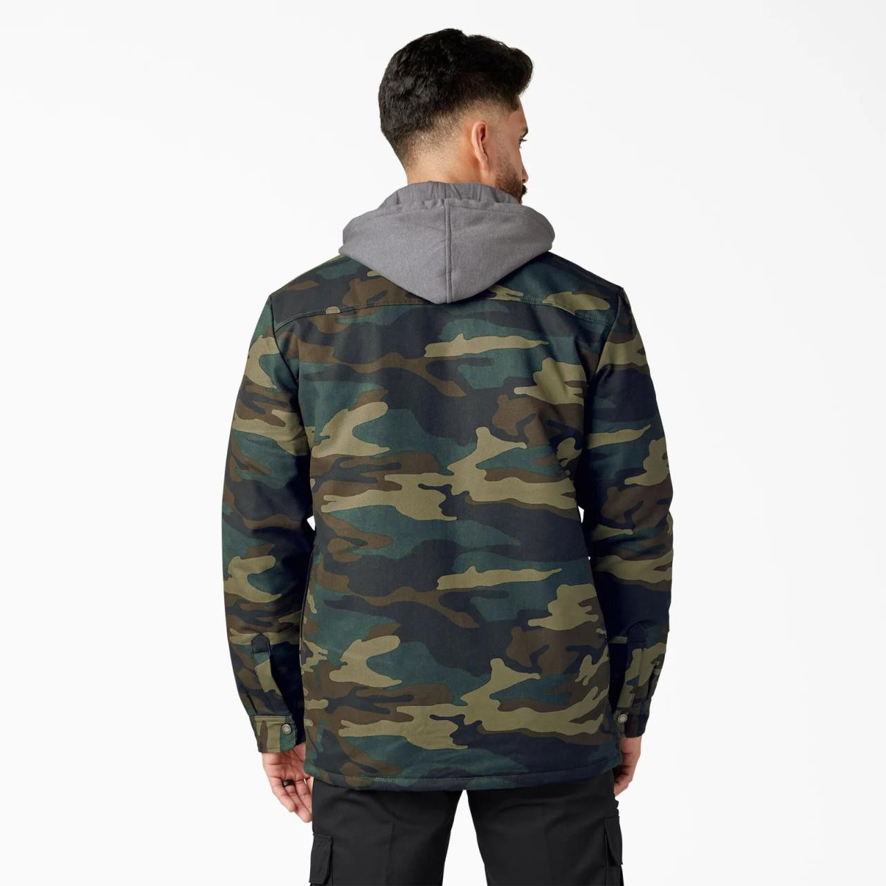 Dickies Water Repellent Duck Hooded Shirt Jacket - Hunter Green 