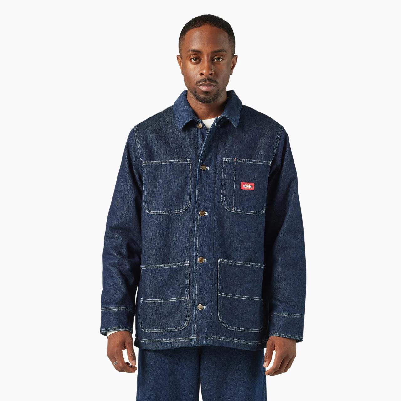 Dickies Blanket Lined Denim Chore Coat Rinsed Indigo Blue