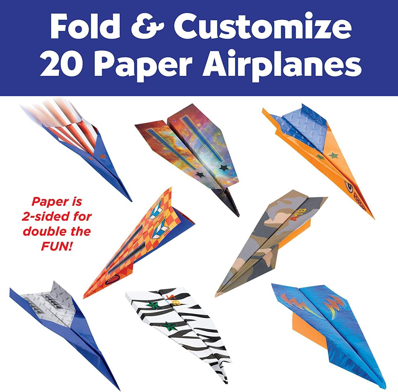 Paper Airplanes Kit 6 12 Sheets, 11.4 2 Sheets (8 planes