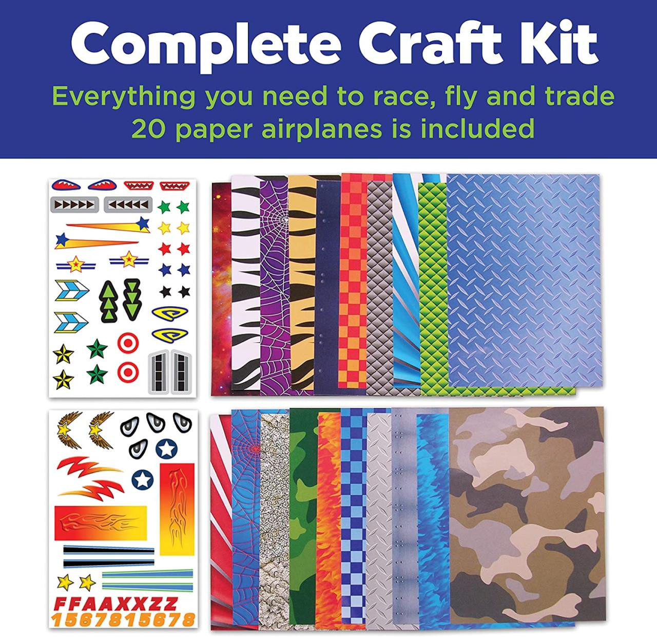 Paper Airplanes Kit 6 12 Sheets, 11.4 2 Sheets (8 planes