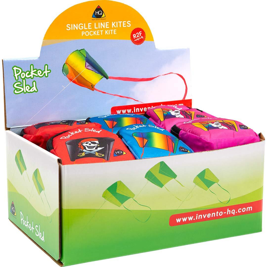 HQ Kites Pocket Sled Aquilone Monofilo Arcobaleno, 43x33 Cm, Con Avvolgitore E Coda, Per Bambini