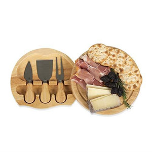 Picnictime Brie Rubberwood Round Cheese Cutting/Serving Board with Tools Set - 099967233965