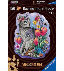 Ravensburger Wood: Lovely Cat 150 Pc. Puzzle - 4005555007579 Ravensburger Wood: Lovely Cat 150 Pc. Puzzle - 4005555007579