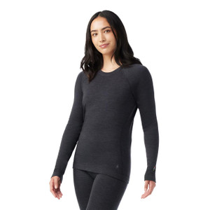 Smartwool Women's Classic Thermal Merino Base Layer Crew - Charcoal Heather - 193392654095 Smartwool Women's Classic Thermal Merino Base Layer Crew - Charcoal Heather - 193392654095