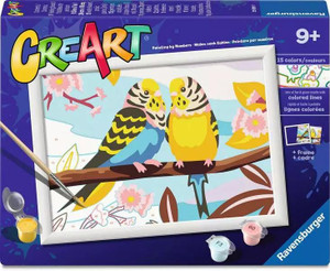 Ravensburger CreArt: Lovely Budgies 7x10 - Paint by Number - 4005556259397 Ravensburger CreArt: Lovely Budgies 7x10 - Paint by Number - 4005556259397