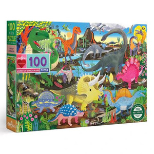 Eeboo Land of Dinosaurs 100 Piece Puzzle - 689196512858 Eeboo Land of Dinosaurs 100 Piece Puzzle - 689196512858