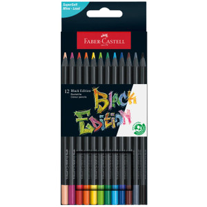 Faber Castell Black Edition Colored Pencils, Box of 12 - 4005401164128 Faber Castell Black Edition Colored Pencils, Box of 12 - 4005401164128