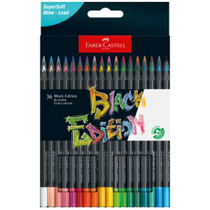 Faber Castell Black Edition Colored Pencils, Box of 36 - 4005401164364 Faber Castell Black Edition Colored Pencils, Box of 36 - 4005401164364