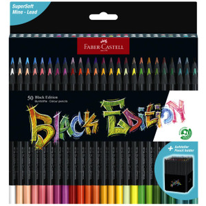 Faber Castell Black Edition Colored Pencils, Box of 50 - 4005401164500 Faber Castell Black Edition Colored Pencils, Box of 50 - 4005401164500