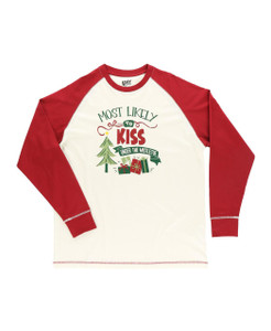 Lazy One Most Likely Under Mistletoe Long Sleeve PJ Tee - 840346705340 Lazy One Most Likely Under Mistletoe Long Sleeve PJ Tee - 840346705340