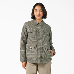 Dickies Women’s Fleece Lined Flannel Chore Coat - Gray - 196520735116