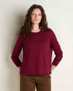 Toad & Co. Women's Re-Form Long Sleeve Crew - Burgundy - 194856313565