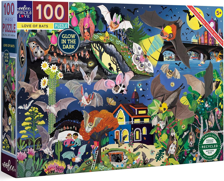 Eeboo Love Of Bats 100pc Puzzle - 689196512919