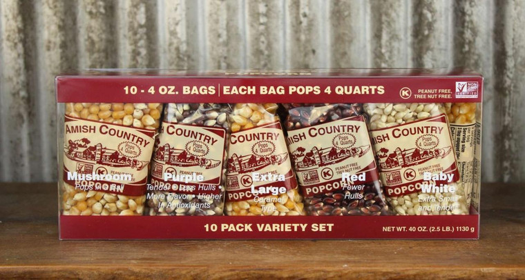 Amish Country Popcorn 10 Assorted 4 oz Bags Popcorn Kernel Varieties - 046457513052