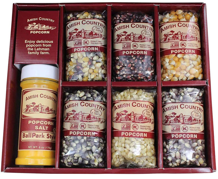 Amish Country Popcorn 6 Pack Variety Set With Popcorn Salt - 046457513403