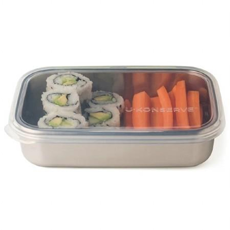 Ecovessel Rectangular 25oz Stainless Steel Container With Clear Silicone Lid - 855626005874