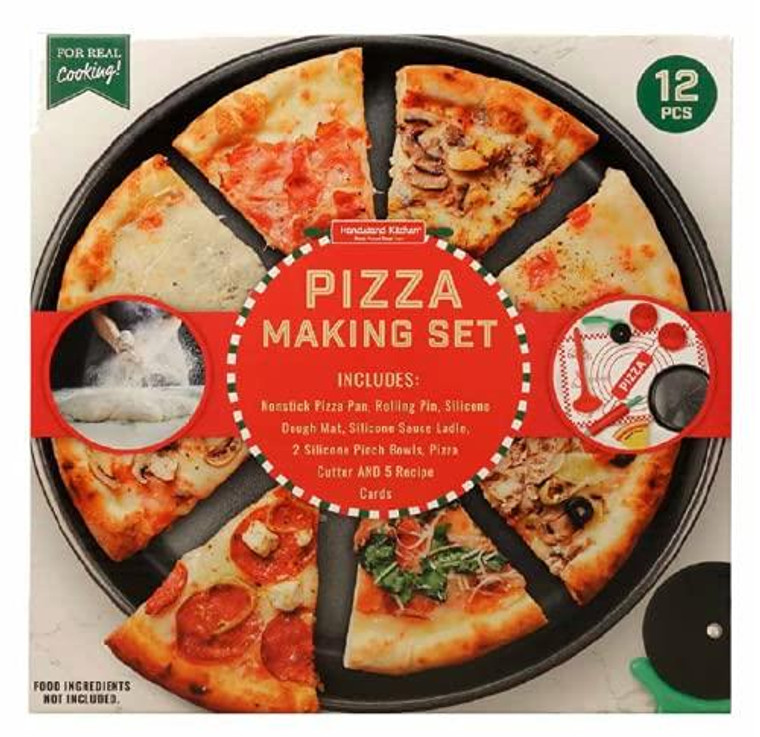 Handstand Kitchen 12-piece Real Pizza Making Set with Recipes for Kids - 850017368910