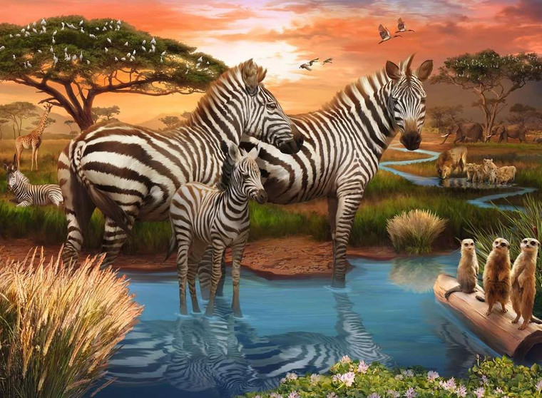 Ravensburger Zebras At The Waterhole 500pc Puzzle - 4005556173761