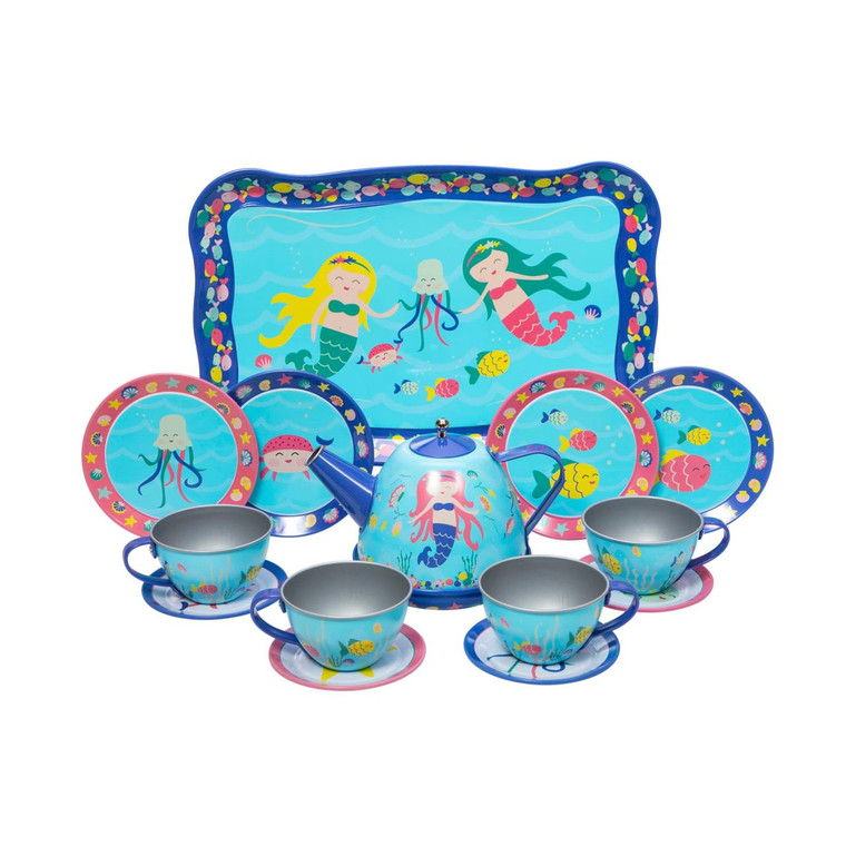 Schylling Mermaid Tin Tea Set - 019649234028