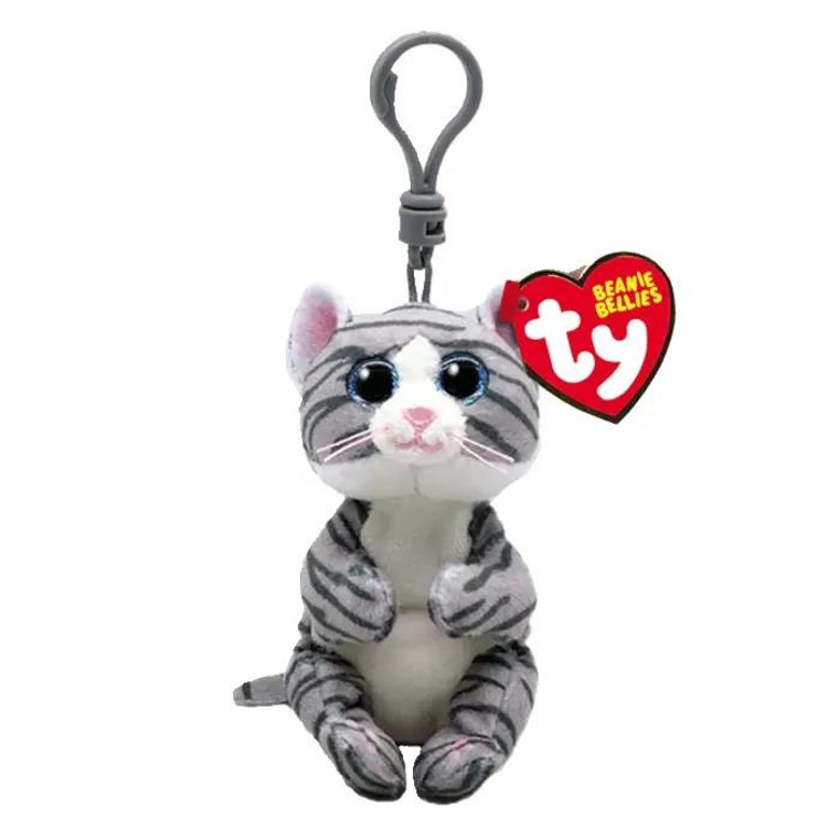 Ty Inc Beanie Bellies Clip Mitzi the Grey Tabby Cat - 008421431007