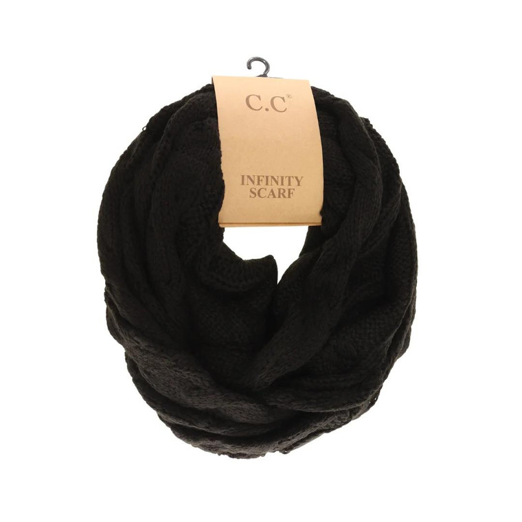 C.c. Beanie Solid Cable Knit Infinity Scarf - 843794111831