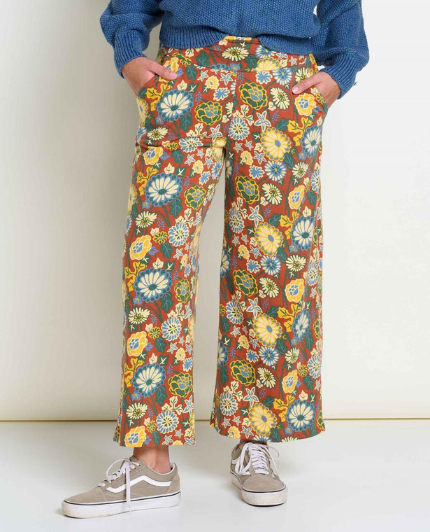 Toad & Co. Chaka Wide Leg Pant - Straw 70s Floral Print - 194856202982