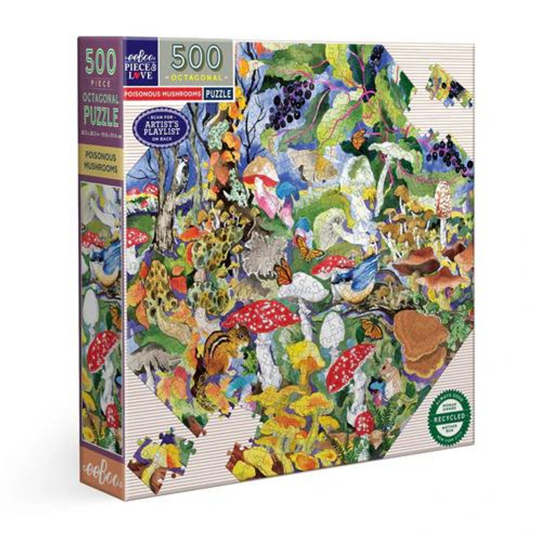 Eeboo Poisonous Mushrooms 500 Piece Octagon Puzzle - 689196521294