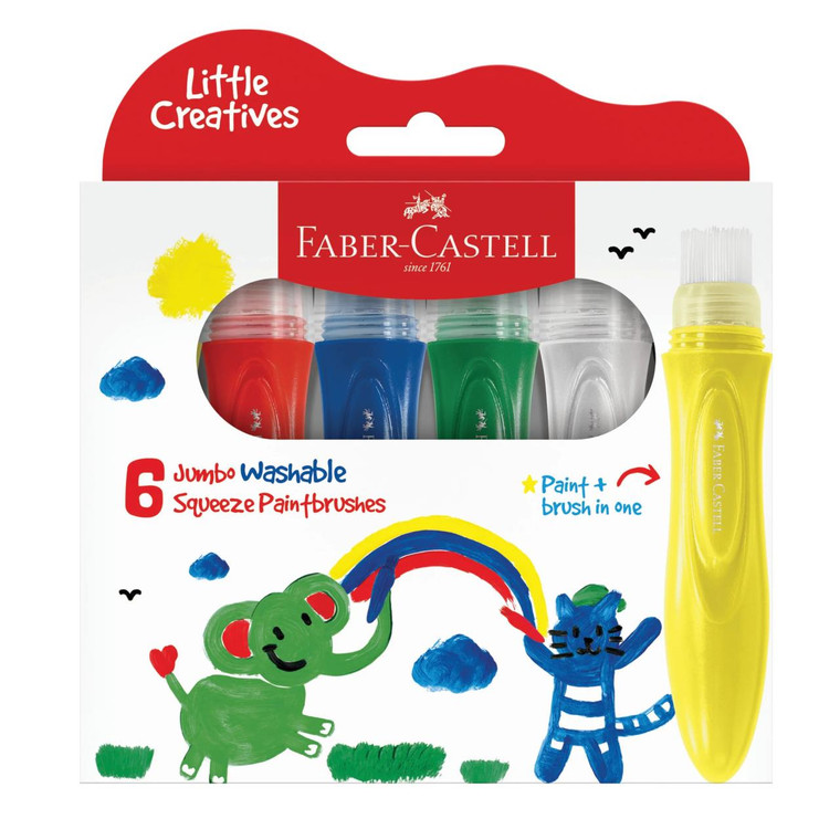 Faber Castell Little Creatives 6 Jumbo Washable Squeeze Paintbrushes - 9311279102304