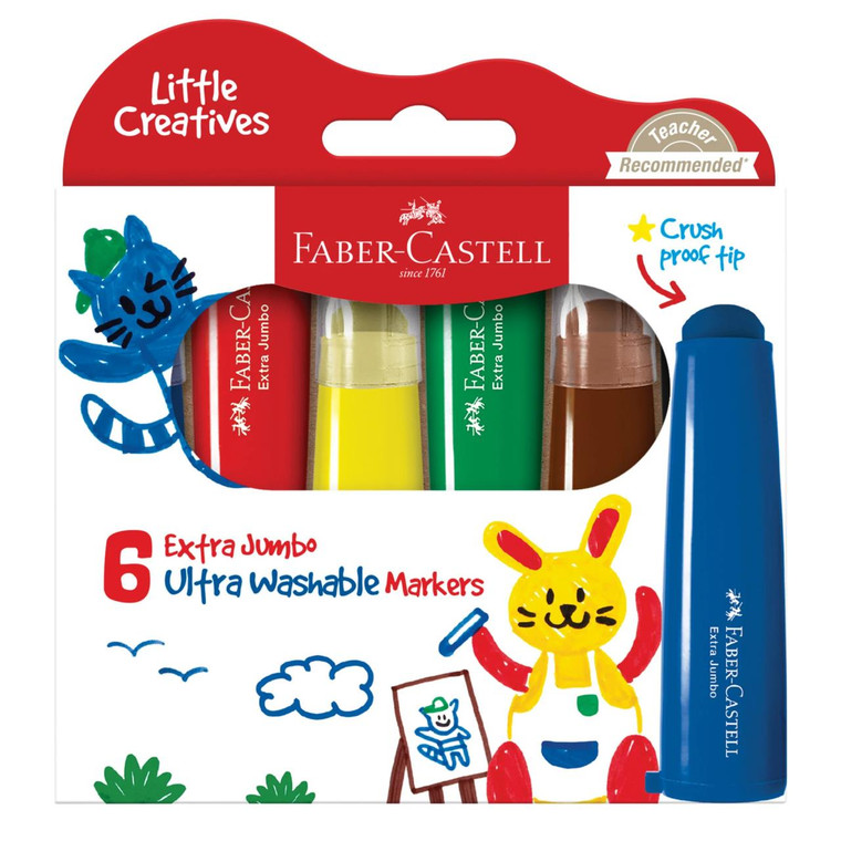 Faber Castell Little Creatives 6 Extra Jumbo Ultra Washable Markers - 7754111030939