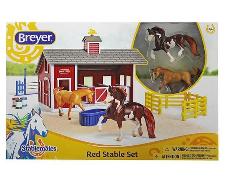 Reeves International Stablemates Red Stable Set with Two Horses - 019756591977